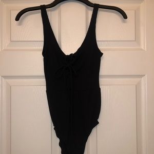 Black bodysuit with lace up front
